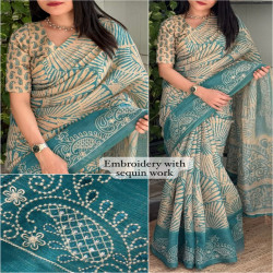 NC Cotton Embroidered Sequin Work Saree
